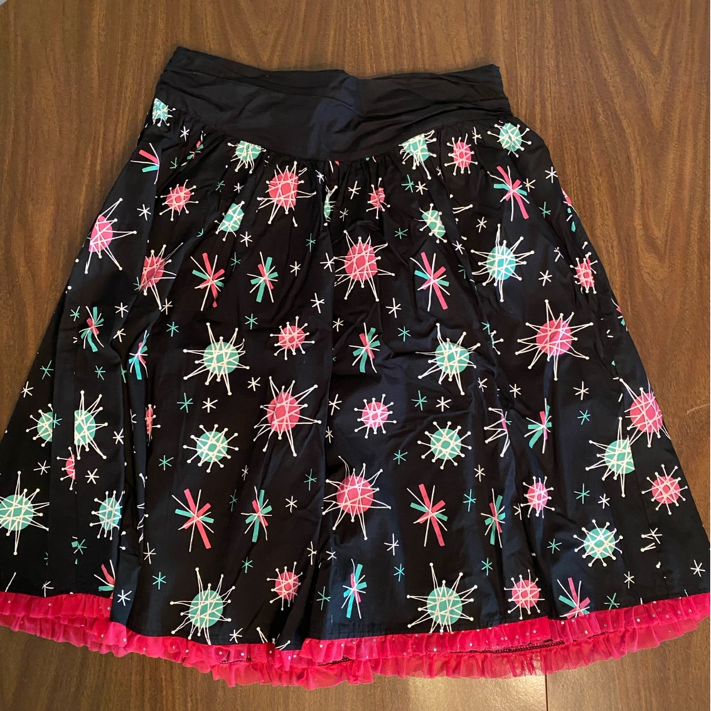 Sourpuss Skater Skirt Green Pink Ruffled Casual
